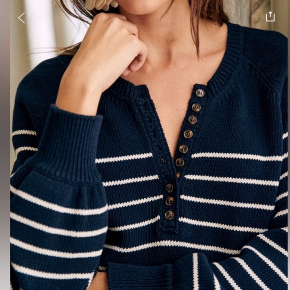 Sezane Léontine Jumper Marine / Ecru - Size XS